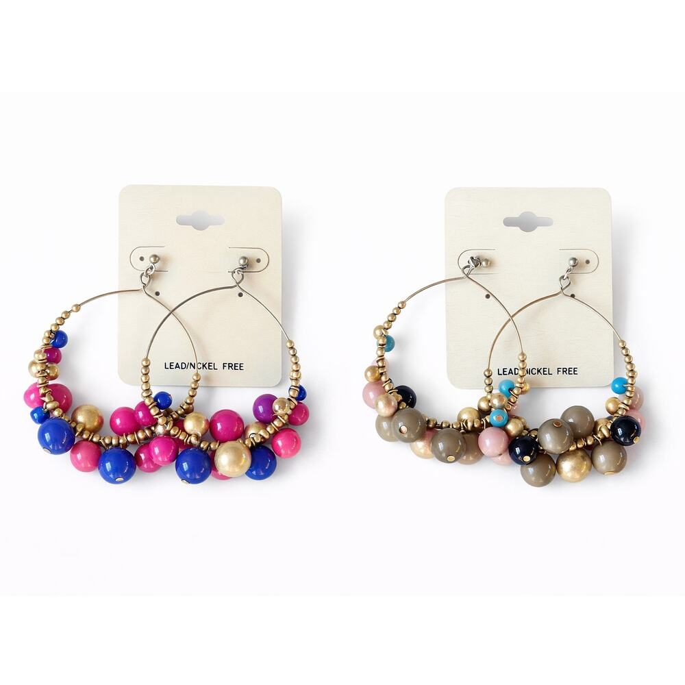Beaded Hoop Earrings Bundle | Colorful & Neutral Sets‎ | Lead & Nickel Free